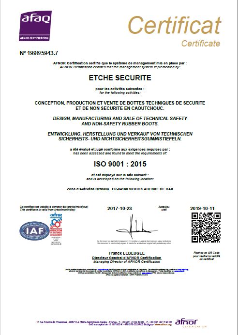 certificat iso 9001 version 2015
